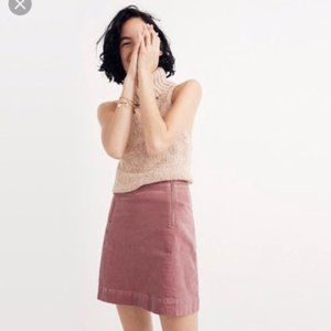 Madewell Velveteen Uptown Zip Skirt in Dusty Rose